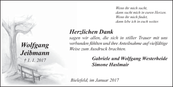 Traueranzeige von Wolfgang Jeibmann von Neue Westfälische