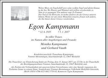 Traueranzeige von Egon Kampmann von Neue Westfälische