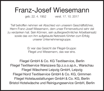 Traueranzeige von Franz-Josef Wiesemann von Neue Westfälische