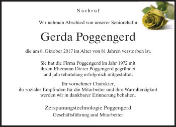 Traueranzeige von Gerda Poggengerd von Neue Westfälische