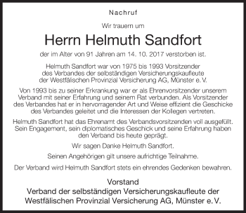 Traueranzeige von Helmuth Sandfort von Neue Westfälische