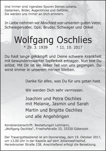 Traueranzeige von Wolfgang Oschlies von Neue Westfälische
