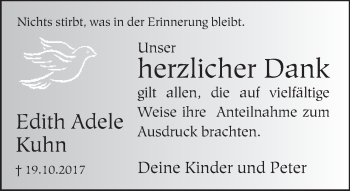 Traueranzeige von Edith Adele Kuhn von Neue Westfälische