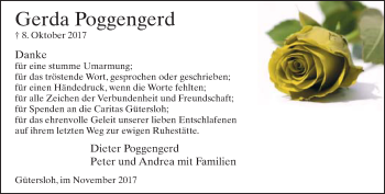 Traueranzeige von Gerda Poggengerd von Neue Westfälische