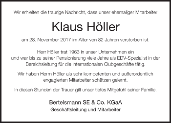 Traueranzeige von Klaus Höller von Neue Westfälische