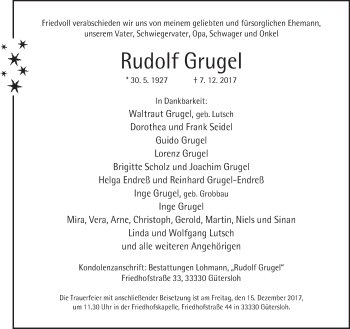 Traueranzeige von Rudolf Grugel von Neue Westfälische