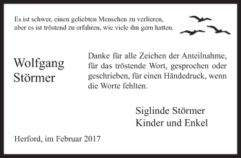 Traueranzeige von Wolfgang Störmer von Neue Westfälische