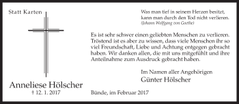 Traueranzeige von Anneliese Hölscher von Neue Westfälische