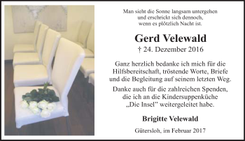 Traueranzeige von Gerd Velewald von Neue Westfälische
