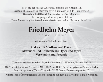 Traueranzeige von Friedhelm Meyer von Neue Westfälische