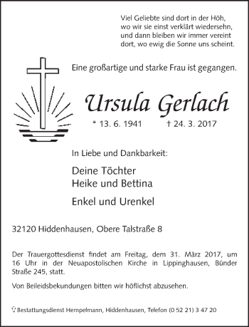 Traueranzeige von Ursula Gerlach von Neue Westfälische
