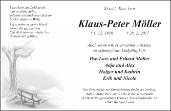 Traueranzeige von Klaus Peter Möller von Neue Westfälische