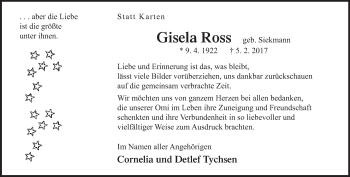 Traueranzeige von Gisela Ross von Neue Westfälische