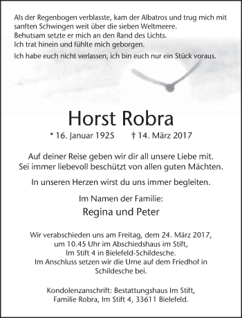 Traueranzeige von Horst Robra von Neue Westfälische