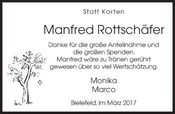 Traueranzeige von Manfred Rottschäfer von Neue Westfälische