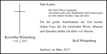 Traueranzeige von Roswitha Winterberg von Neue Westfälische