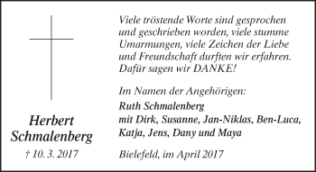 Traueranzeige von Herbert Schmalenberg von Neue Westfälische