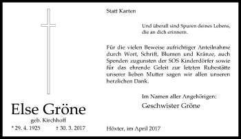 Traueranzeige von Else Gröne von Neue Westfälische