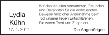 Traueranzeige von Lydia Kühn von Neue Westfälische
