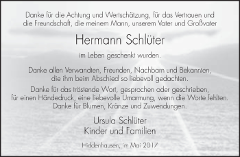 Traueranzeige von Hermann Schlüter von Neue Westfälische