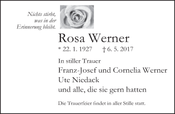 Traueranzeige von Rosa Werner von Neue Westfälische