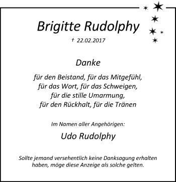 Traueranzeige von Brigitte Rudolphy von Neue Westfälische