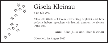 Traueranzeige von Gisela Kleinau von Neue Westfälische
