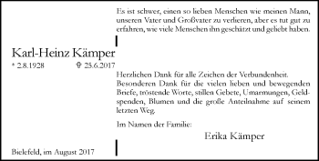 Traueranzeige von Karl-Heinz Kämper von Neue Westfälische