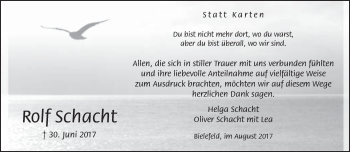 Traueranzeige von Rolf Schacht von Neue Westfälische