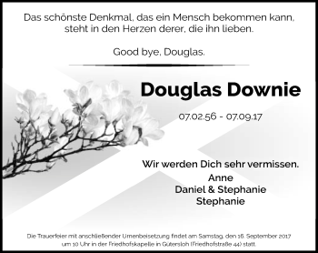Traueranzeige von Douglas Downie von Neue Westfälische