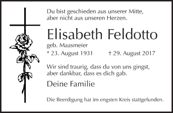 Traueranzeige von Elisabeth Feldotto von Neue Westfälische