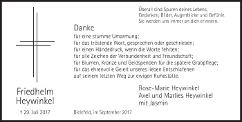 Traueranzeige von Friedhelm Heywinkel von Neue Westfälische