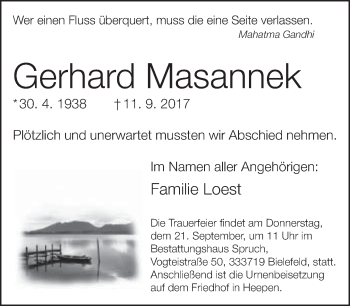 Traueranzeige von Gerhard Masannek von Neue Westfälische