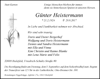 Traueranzeige von Günter Heistermann von Neue Westfälische