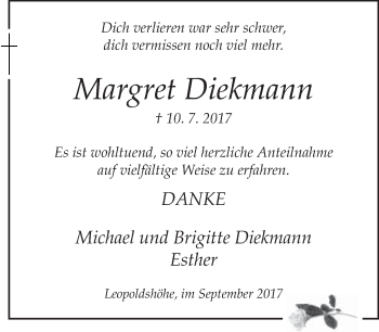 Traueranzeige von Margret Diekmann von Neue Westfälische