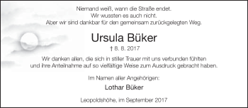 Traueranzeige von Ursula Büker von Neue Westfälische