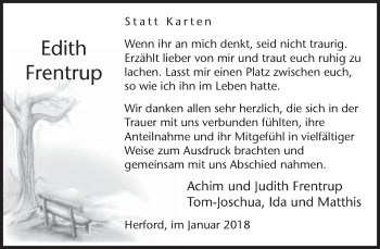 Traueranzeige von Edith Frentrup von Neue Westfälische