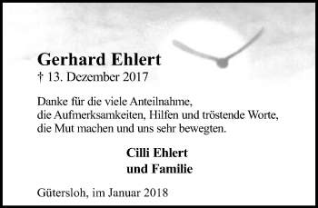 Traueranzeige von Gerhard Ehlert von Neue Westfälische