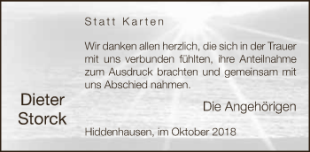 Traueranzeige von Dieter Storck von Neue Westfälische