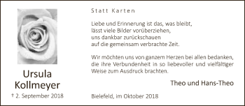 Traueranzeige von Ursula Kollmeyer von Neue Westfälische