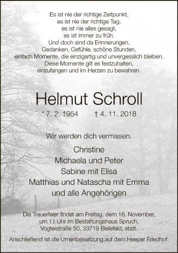 Traueranzeige von Helmut Schroll von Neue Westfälische
