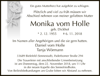 Traueranzeige von Monika vom Holle von Neue Westfälische