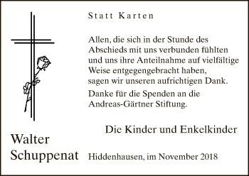 Traueranzeige von Walter Schuppenat von Neue Westfälische