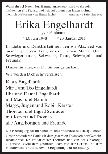 Traueranzeige von Erika Engelhardt von Neue Westfälische