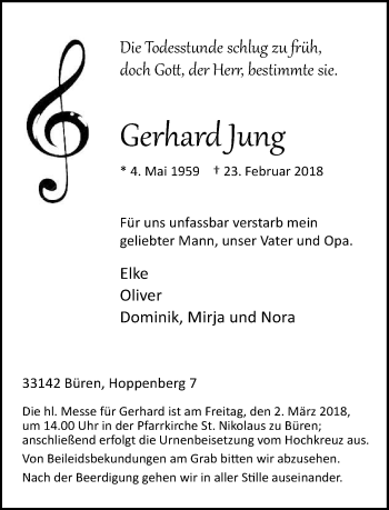 Traueranzeige von Gerhard Jung von Neue Westfälische