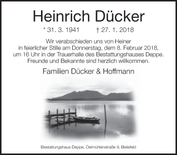 Traueranzeige von Heinrich Dücker von Neue Westfälische