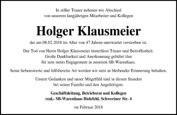Traueranzeige von Holger Klausmeier von Neue Westfälische