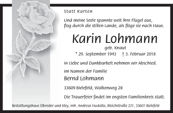 Traueranzeige von Kann Lohmann von Neue Westfälische