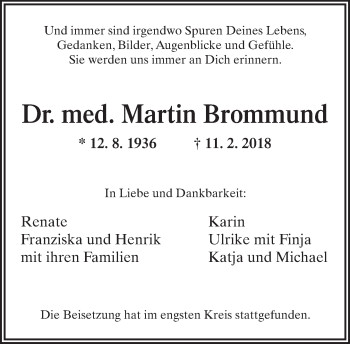 Traueranzeige von Martin Brommund von Neue Westfälische