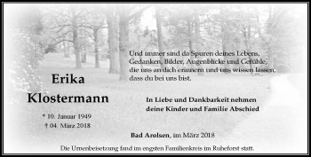 Traueranzeige von Erika Klostermann von Neue Westfälische